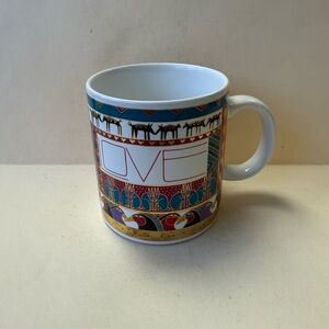 Vintage 1990 Laurel Burch Love Objects d'Heart 14 oz Gold Trim Coffee Cup Mug
